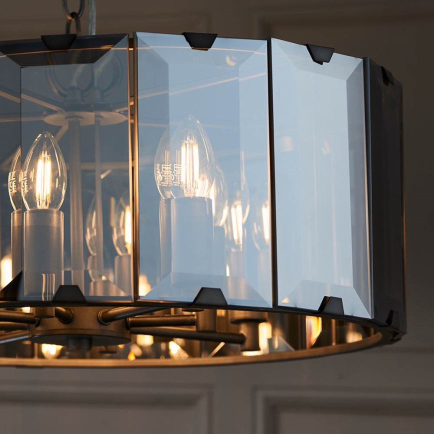 Endon 61294 - Lámpara colgante con cadena CLOONEY 8xE14/40W/230V negro/ahumado