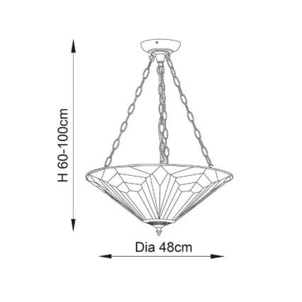 Endon 63936 - Lámpara colgante con cadena ASTORIA 3xE27/60W/230V diá. 48 cm