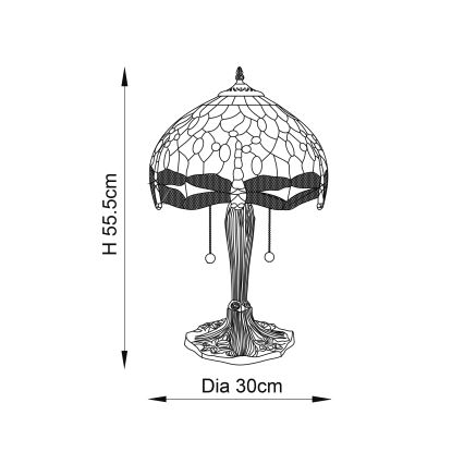 Endon 64086 - Lámpara de mesa DRAGONFLY 2xE27/60W/230V diá. 30 cm