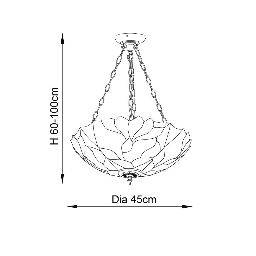 Endon 70946 - Lámpara colgante con cadena BOTANICA 3xE27/60W/230V diá. 45 cm
