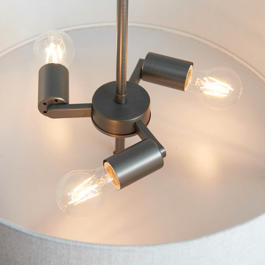 Endon 72635 - Lámpara colgante HAYFIELD 3xE27/40W/230V cromo mate/gris