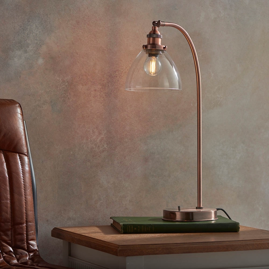 Endon 77861 - Lámpara de mesa HANSEN 1xE27/40W/230V cobre