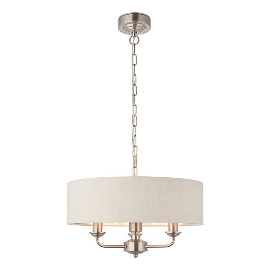 Endon 94361 - Lámpara colgante con cadena HIGHCLERE 3xE14/40W/230V beige/cromo mate