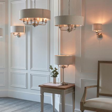 Endon 94361 - Lámpara colgante con cadena HIGHCLERE 3xE14/40W/230V beige/cromo mate