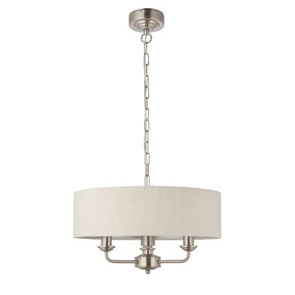 Endon 94361 - Lámpara colgante con cadena HIGHCLERE 3xE14/40W/230V beige/cromo mate