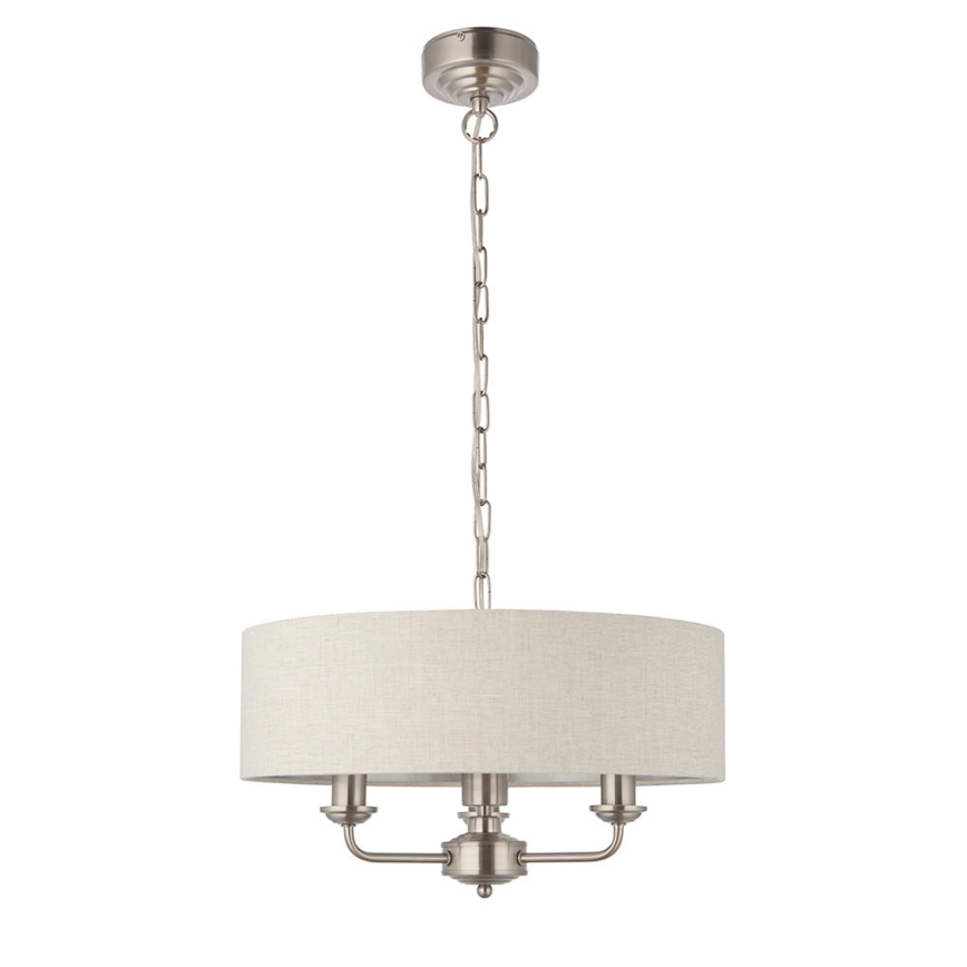 Endon 94361 - Lámpara colgante con cadena HIGHCLERE 3xE14/40W/230V beige/cromo mate