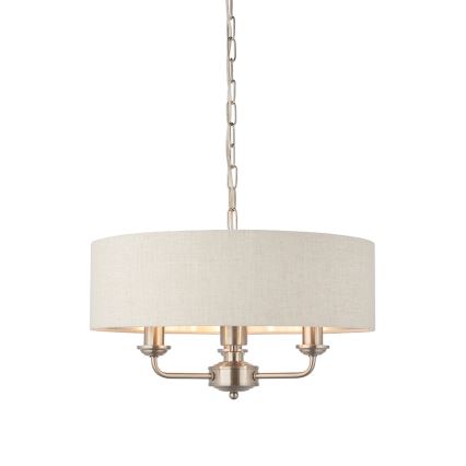 Endon 94361 - Lámpara colgante con cadena HIGHCLERE 3xE14/40W/230V beige/cromo mate