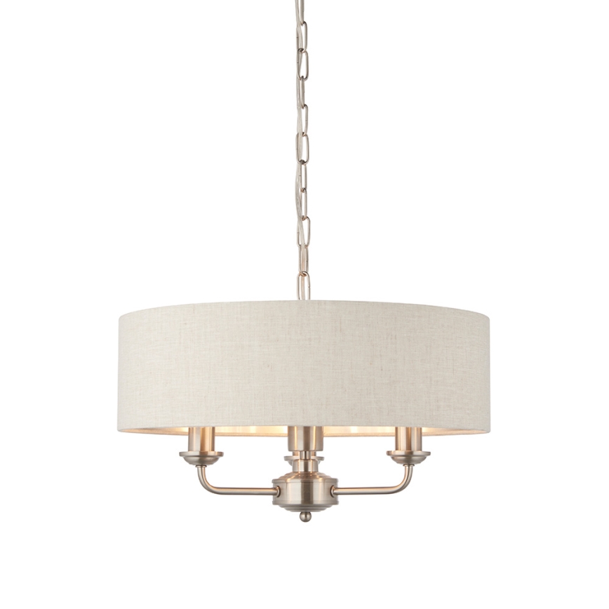 Endon 94361 - Lámpara colgante con cadena HIGHCLERE 3xE14/40W/230V beige/cromo mate