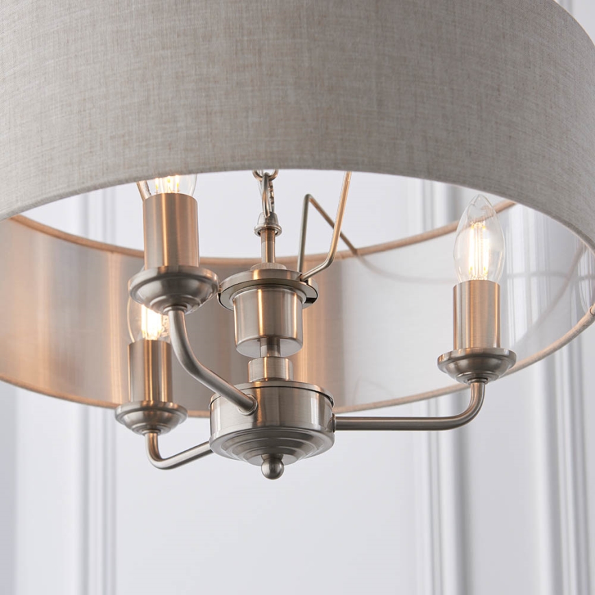 Endon 94361 - Lámpara colgante con cadena HIGHCLERE 3xE14/40W/230V beige/cromo mate