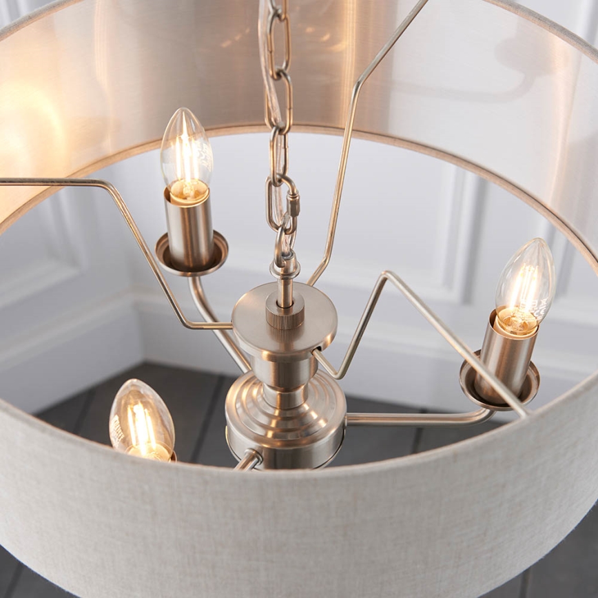 Endon 94361 - Lámpara colgante con cadena HIGHCLERE 3xE14/40W/230V beige/cromo mate