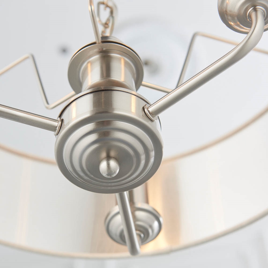 Endon 94361 - Lámpara colgante con cadena HIGHCLERE 3xE14/40W/230V beige/cromo mate