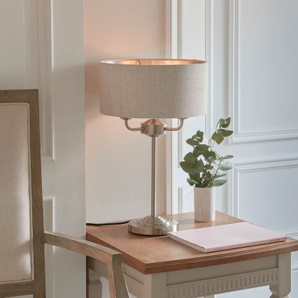 Endon 94369 - Lámpara de mesa HIGHCLERE 3xE14/18W/230V beige/cromo mate