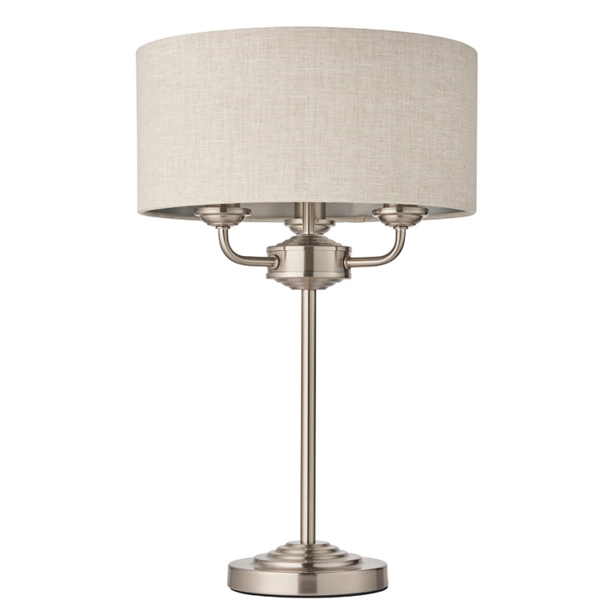 Endon 94369 - Lámpara de mesa HIGHCLERE 3xE14/18W/230V beige/cromo mate
