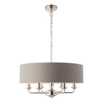 Endon 94373 - Lámpara colgante con cadena HIGHCLERE 6xE14/40W/230V gris/cromo brillante