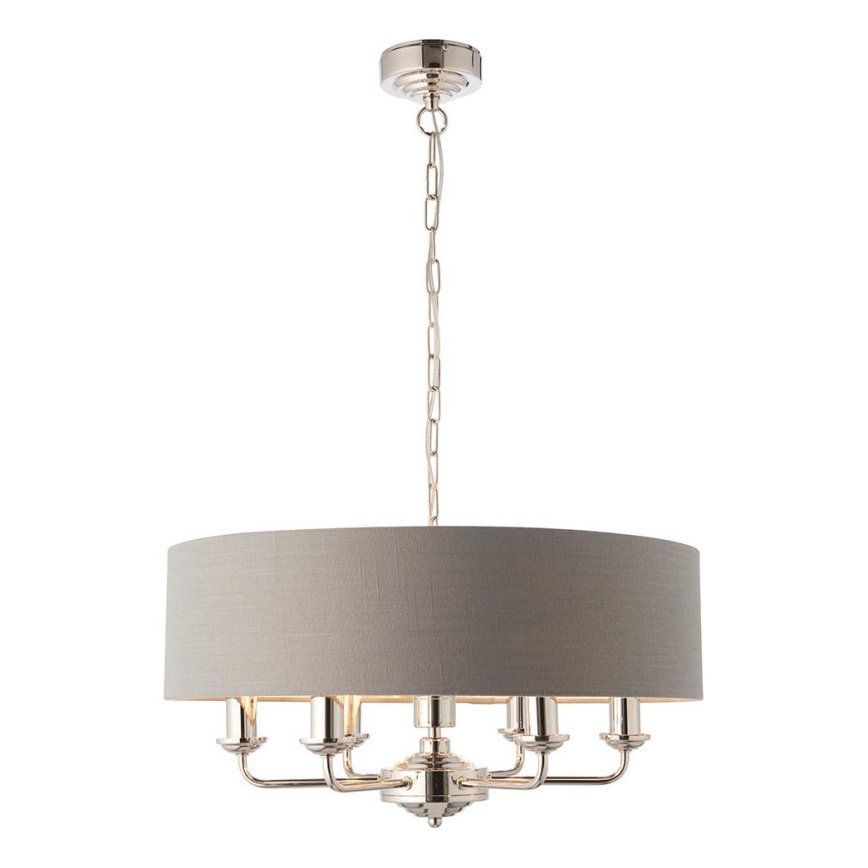 Endon 94373 - Lámpara colgante con cadena HIGHCLERE 6xE14/40W/230V gris/cromo brillante
