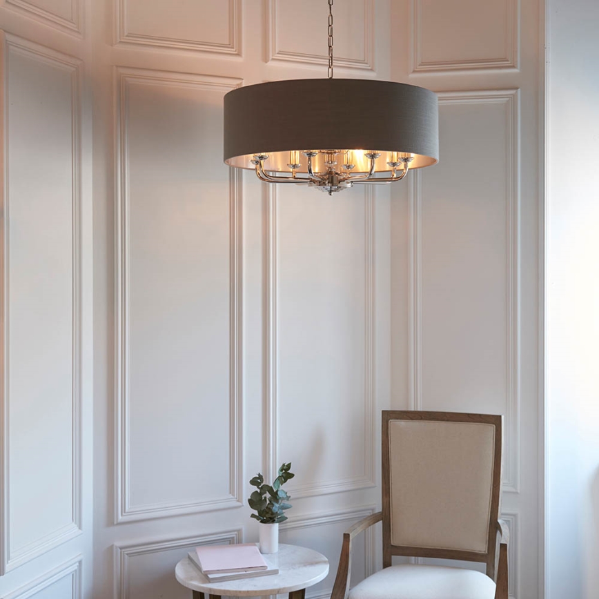 Endon 94373 - Lámpara colgante con cadena HIGHCLERE 6xE14/40W/230V gris/cromo brillante