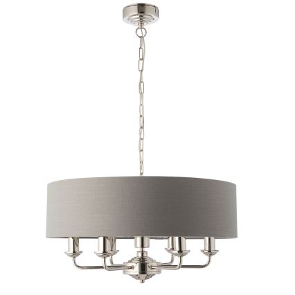 Endon 94373 - Lámpara colgante con cadena HIGHCLERE 6xE14/40W/230V gris/cromo brillante