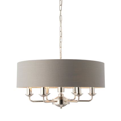 Endon 94373 - Lámpara colgante con cadena HIGHCLERE 6xE14/40W/230V gris/cromo brillante