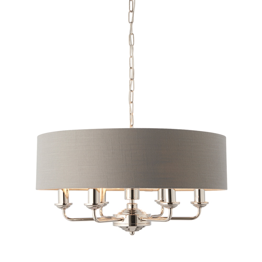 Endon 94373 - Lámpara colgante con cadena HIGHCLERE 6xE14/40W/230V gris/cromo brillante