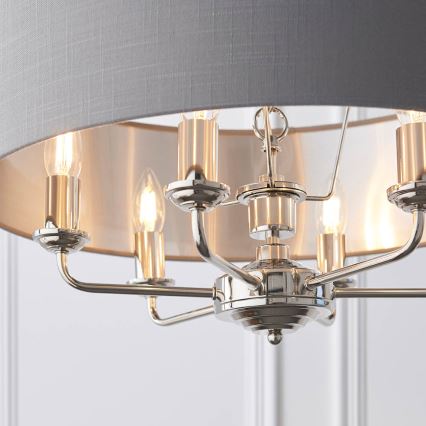 Endon 94373 - Lámpara colgante con cadena HIGHCLERE 6xE14/40W/230V gris/cromo brillante