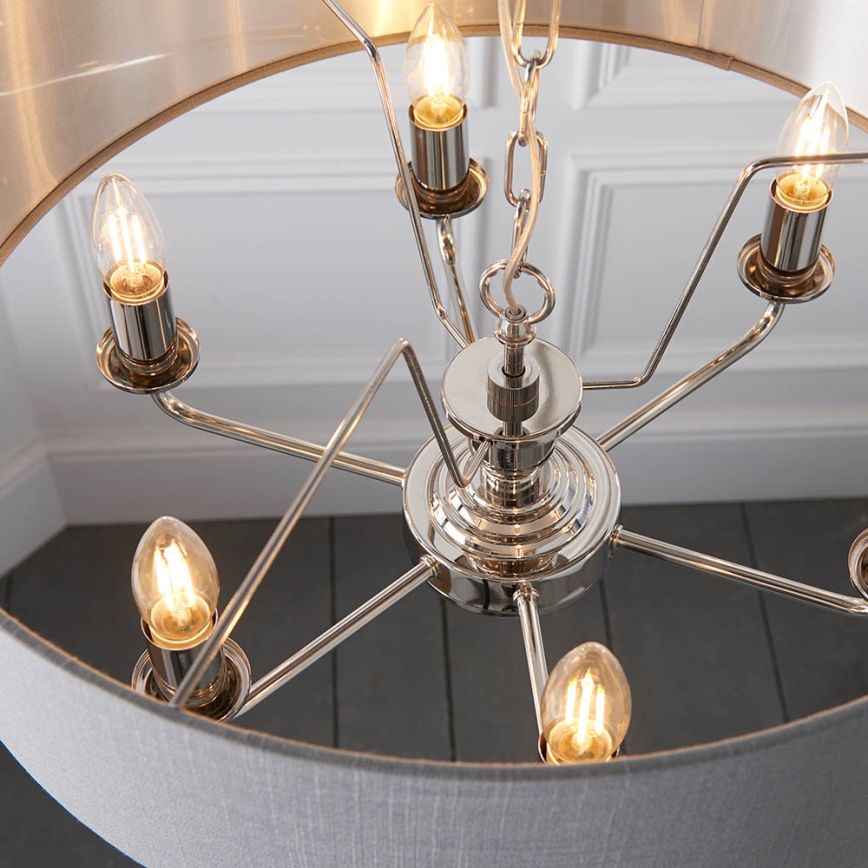 Endon 94373 - Lámpara colgante con cadena HIGHCLERE 6xE14/40W/230V gris/cromo brillante