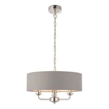 Endon 94377 - Lámpara colgante con cadena HIGHCLERE 3xE14/40W/230V gris/cromo brillante