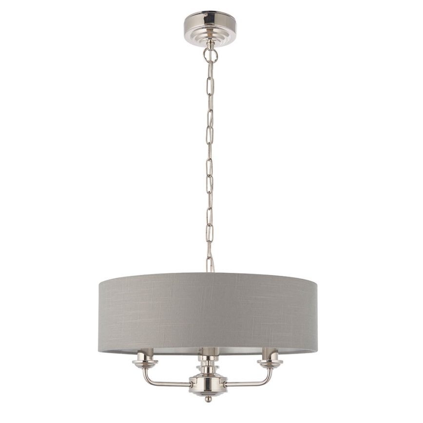 Endon 94377 - Lámpara colgante con cadena HIGHCLERE 3xE14/40W/230V gris/cromo brillante
