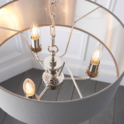 Endon 94377 - Lámpara colgante con cadena HIGHCLERE 3xE14/40W/230V gris/cromo brillante