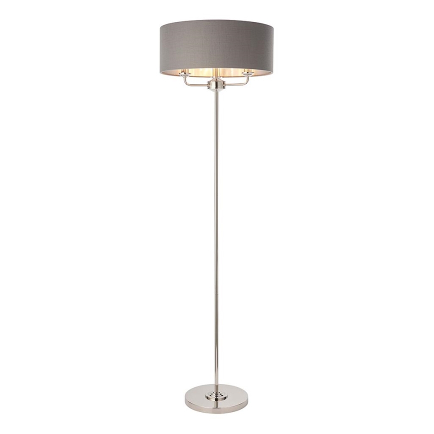 Endon 94378 - Lámpara de pie HIGHCLERE 1xE14/40W/230V gris/cromo brillante