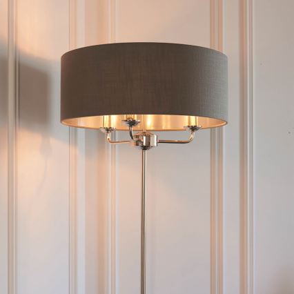 Endon 94378 - Lámpara de pie HIGHCLERE 1xE14/40W/230V gris/cromo brillante
