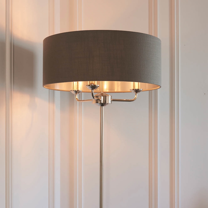 Endon 94378 - Lámpara de pie HIGHCLERE 1xE14/40W/230V gris/cromo brillante