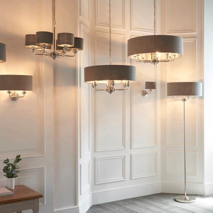 Endon 94378 - Lámpara de pie HIGHCLERE 1xE14/40W/230V gris/cromo brillante