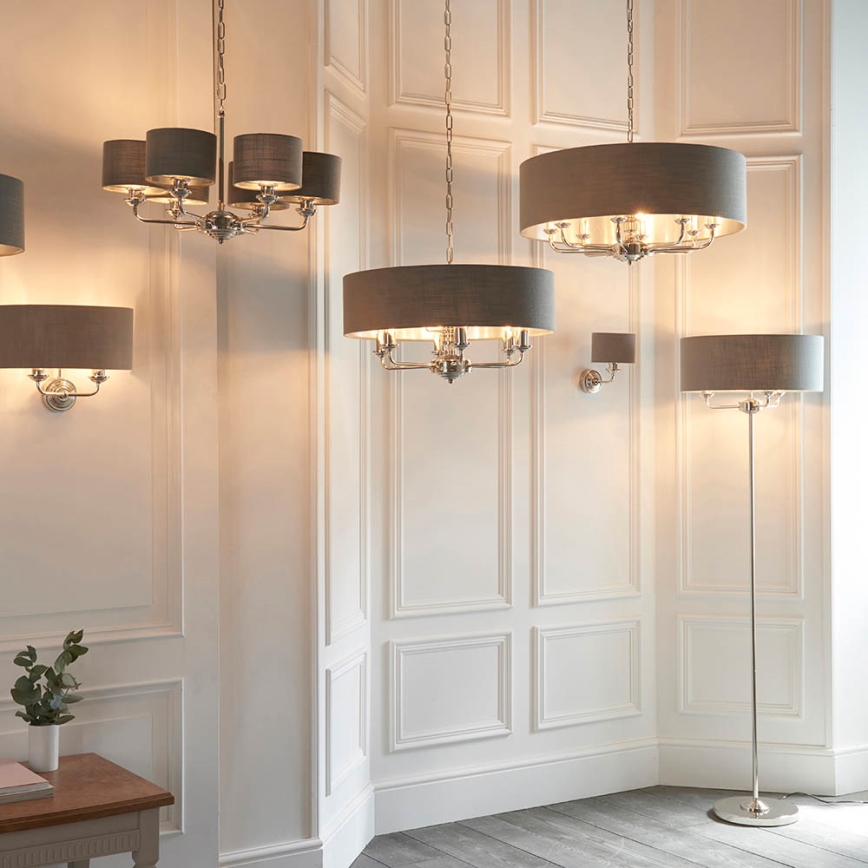 Endon 94378 - Lámpara de pie HIGHCLERE 1xE14/40W/230V gris/cromo brillante