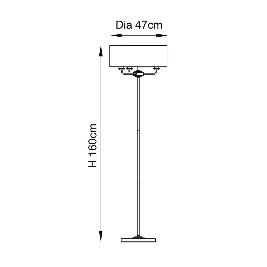 Endon 94378 - Lámpara de pie HIGHCLERE 1xE14/40W/230V gris/cromo brillante