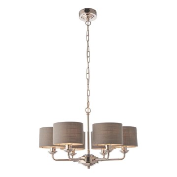 Endon 94381 - Lámpara colgante con cadena HIGHCLERE 6xE14/28W/230V gris/cromo brillante