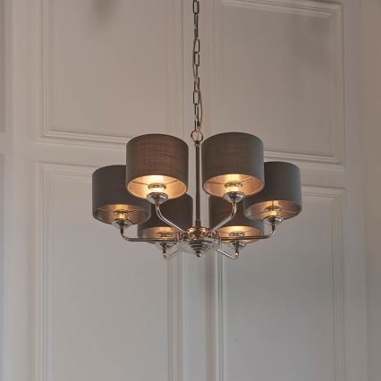 Endon 94381 - Lámpara colgante con cadena HIGHCLERE 6xE14/28W/230V gris/cromo brillante