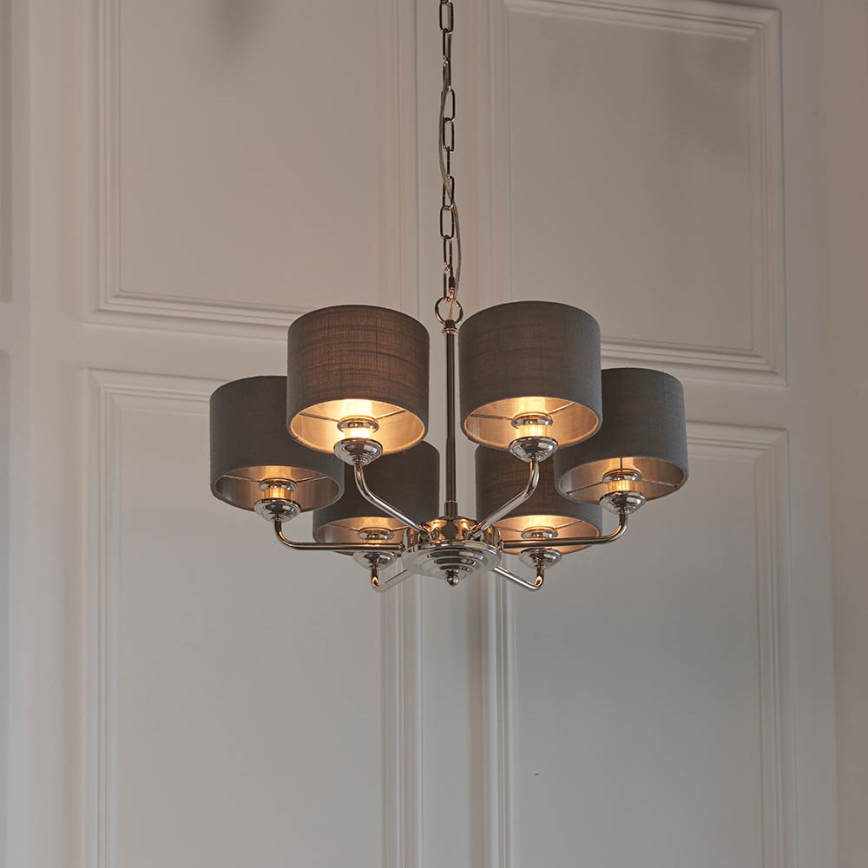 Endon 94381 - Lámpara colgante con cadena HIGHCLERE 6xE14/28W/230V gris/cromo brillante