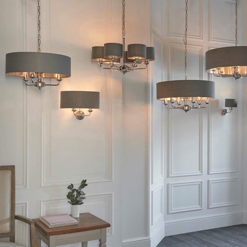 Endon 94381 - Lámpara colgante con cadena HIGHCLERE 6xE14/28W/230V gris/cromo brillante