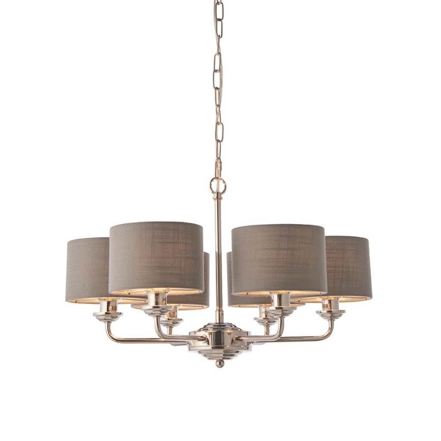Endon 94381 - Lámpara colgante con cadena HIGHCLERE 6xE14/28W/230V gris/cromo brillante
