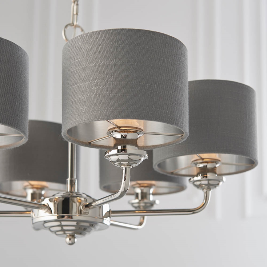 Endon 94381 - Lámpara colgante con cadena HIGHCLERE 6xE14/28W/230V gris/cromo brillante
