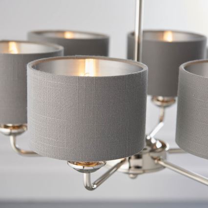 Endon 94381 - Lámpara colgante con cadena HIGHCLERE 6xE14/28W/230V gris/cromo brillante