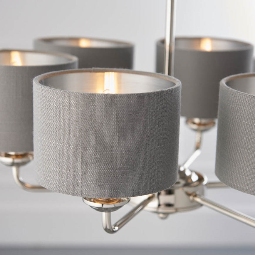 Endon 94381 - Lámpara colgante con cadena HIGHCLERE 6xE14/28W/230V gris/cromo brillante