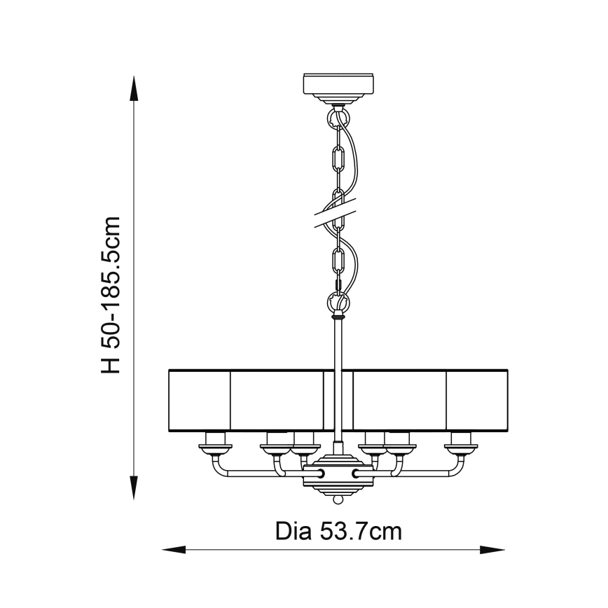 Endon 94381 - Lámpara colgante con cadena HIGHCLERE 6xE14/28W/230V gris/cromo brillante
