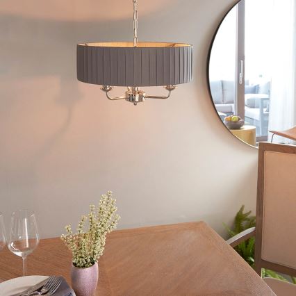 Endon 94394 - Lámpara colgante con cadena HIGHCLERE 3xE14/40W/230V gris oscuro/cromo brillante