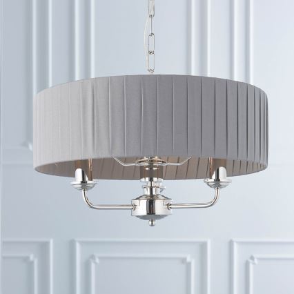 Endon 94394 - Lámpara colgante con cadena HIGHCLERE 3xE14/40W/230V gris oscuro/cromo brillante