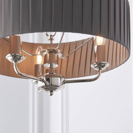 Endon 94394 - Lámpara colgante con cadena HIGHCLERE 3xE14/40W/230V gris oscuro/cromo brillante