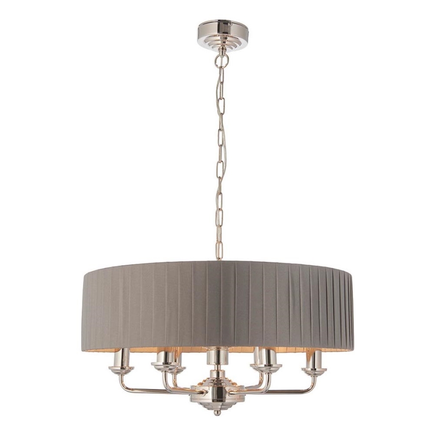 Endon 94397 - Lámpara colgante con cadena HIGHCLERE 6xE14/40W/230V gris/cromo brillante