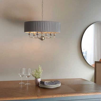 Endon 94397 - Lámpara colgante con cadena HIGHCLERE 6xE14/40W/230V gris/cromo brillante