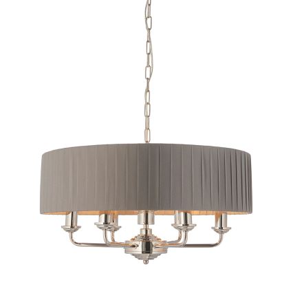 Endon 94397 - Lámpara colgante con cadena HIGHCLERE 6xE14/40W/230V gris/cromo brillante