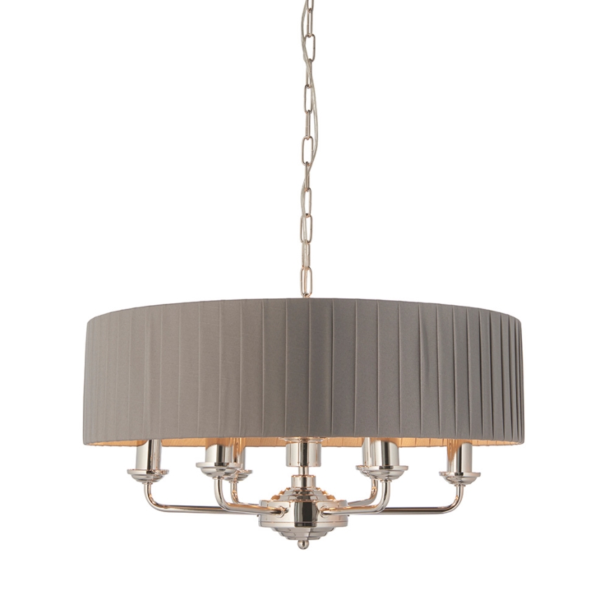 Endon 94397 - Lámpara colgante con cadena HIGHCLERE 6xE14/40W/230V gris/cromo brillante